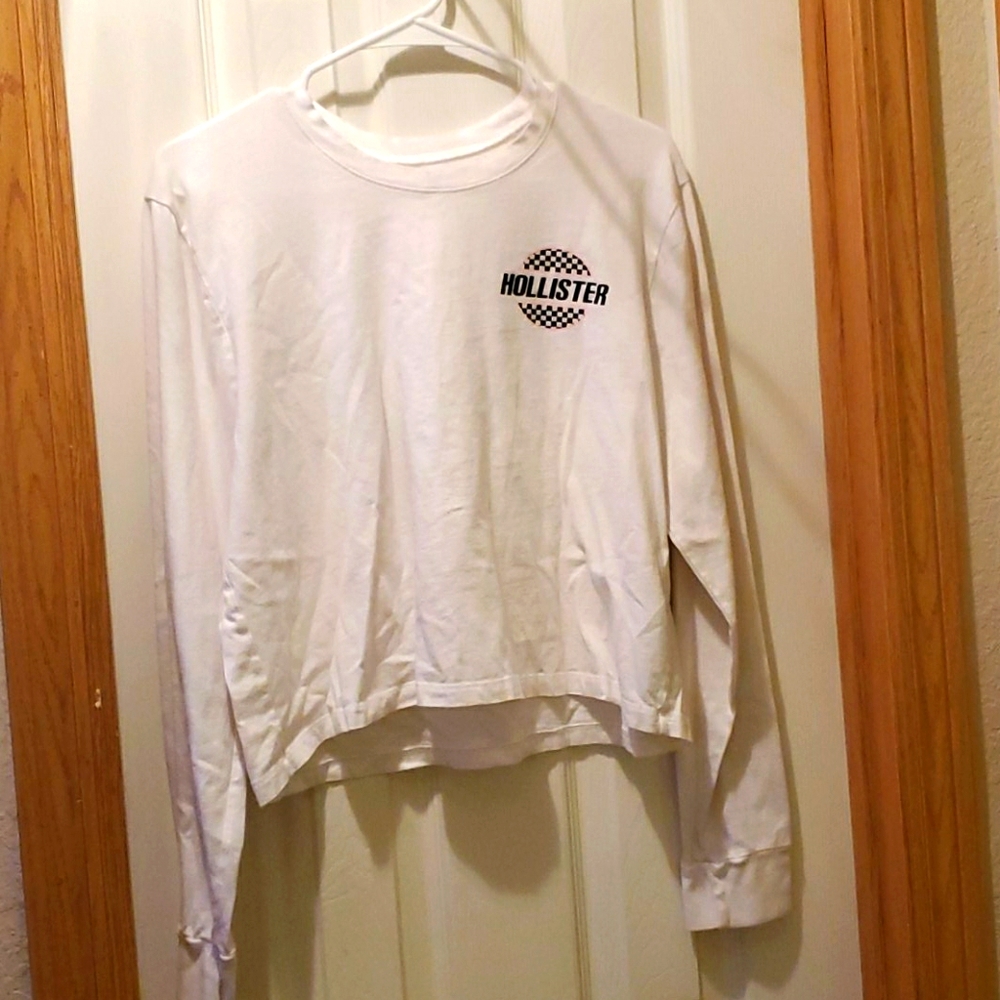 White checkered pink Hollister long sleeve crop to